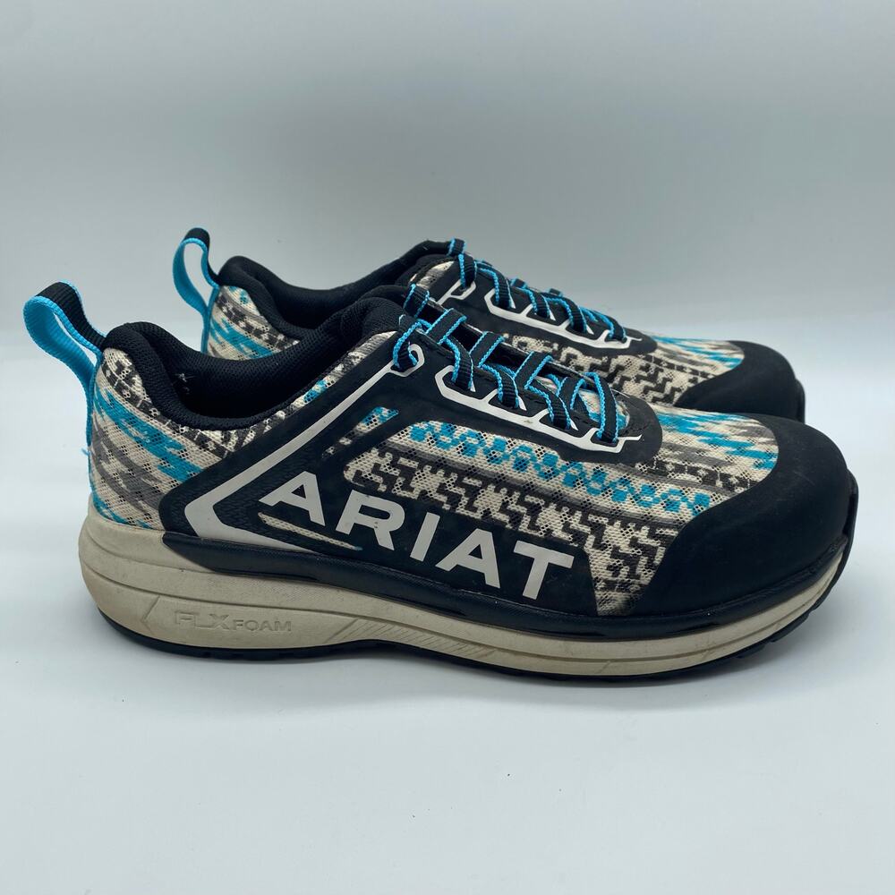 Ariat Outpace Composite Steel Toe Safety Workwear Shoe Aztec Blue Black Women 7